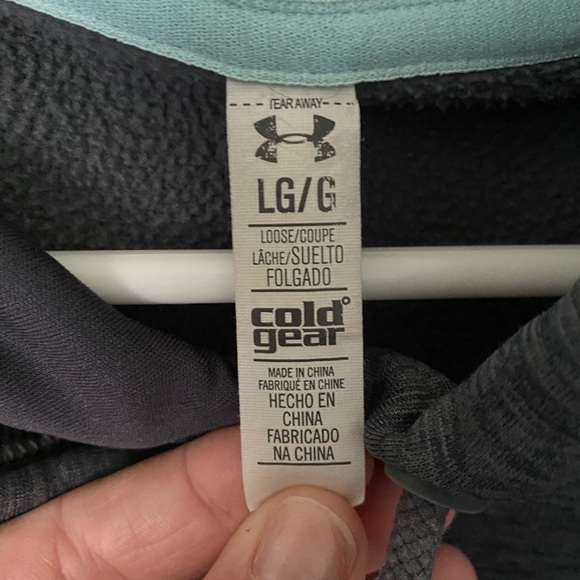 UNDER ARMOR Gray and teal LARGE HOODIE - Picture 3 of 3